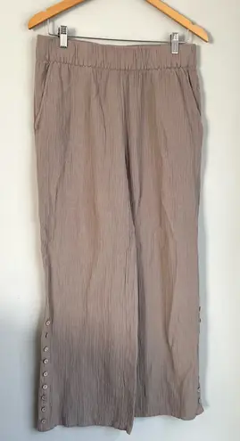 Soft Surroundings Oceo Gauze Wide-Leg Pants Pebble Taupe Size Medium