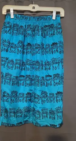 Esprit Women's Turquoise Miniskirt, Medium Pop Art Skirt, Black Faces Resnicoff