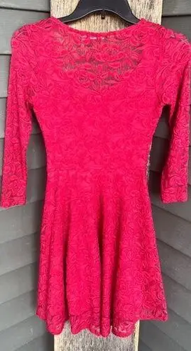 Soprano  Red Lace Fit & Flare Dress