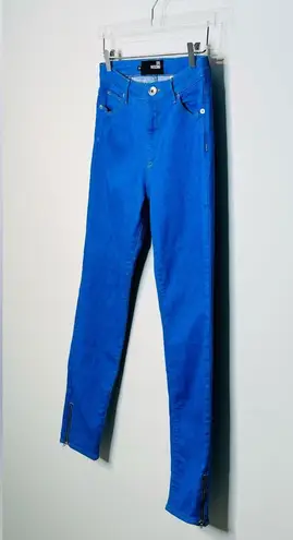 Moschino Womens Vibrant Blue Ankle Zip Stretch Skinny Jeans Size 30
