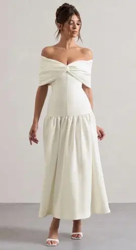 Club L London Marguerite White Twisted Bardot Drop