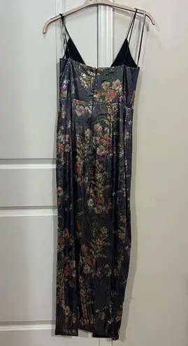 Monique Lhuillier ML Silver Floral Sequin Surplice Gown Size 4 US $595