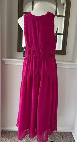 Maggy London Halter Neck Dress Clip Dot Maxi Fuchsia Red Size 12 New w/Tag