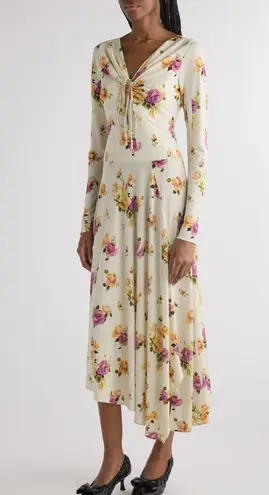 Acne Studios Asymmetric floral-print crepe dress, Size Small, $950