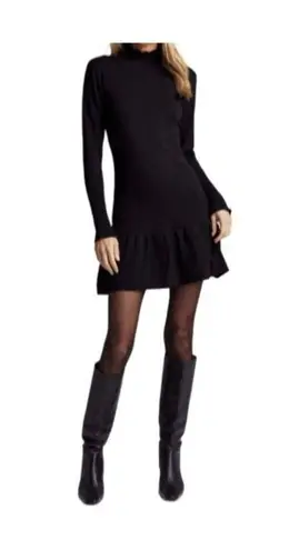 Sundays Anthropologie Womens Andes Mini Dress Size M Black Carbon Mock-Neck