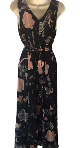 Motherhood Maternity Navy Floral Chiffon Maxi Dress Sz L  Summer Backyard Party