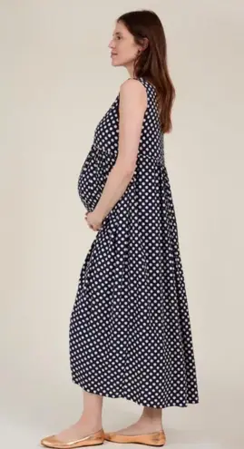 Clary & Peg Silvie Maternity Maxi Dress in Spot Polka Dot Blue Size undefined