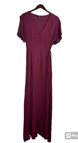 Lulus Heart of Marigold Burgundy Classic Wrap Maxi Dress Size XL