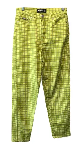 MINGA London Plaid Pants Women's Yellow Green Checkered High Waist size 2