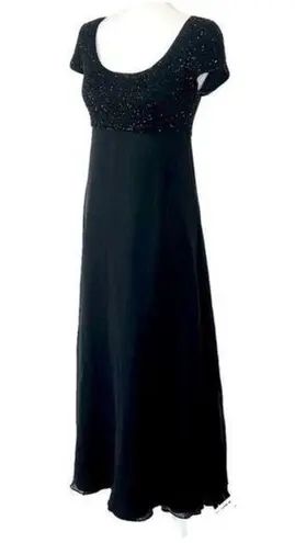 Bieff Basix Elegant Vintage Beaded Black Silk Gown. Size