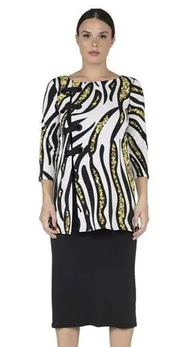 Eva Varro Charms Cap Sleeveless Y2K Bohemian Animal Print Tunic Top Sz Small NEW White