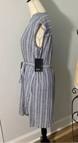 Jones New York 3/$20 NEW  Blue and White Linen Blend Belted Dress