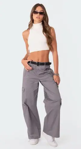 Edikted Women’s Zaria Baggy Cargo Pants in Grey Size XL