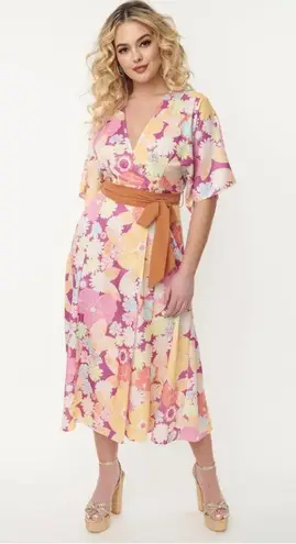 Unique Vintage x SMILEY Purple Smiley Floral PLUS Wrap Dress NWT | 2XL |