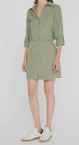 Monrow Organic Cotton Button Mini Shirt Dress Laurel Green Women's Size Small