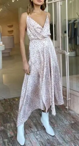 ACLER Women’s Vales Pink Floral Ditsy Blossum Handkerchief Hem Midi Dress Sz 10