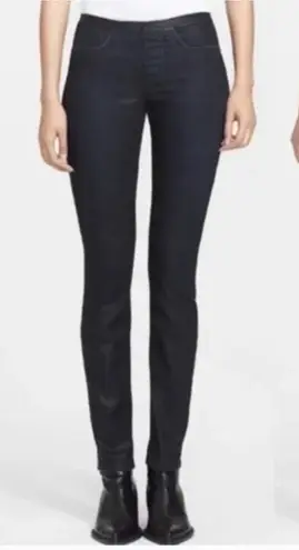 Helmut Lang Dark Wash Skinny Jeans Faux Leather Coated Pull-On Size 25