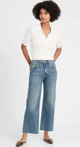 Banana Republic  • High-Rise Wide-Leg Crop Jeans blue denim raw hem ankle