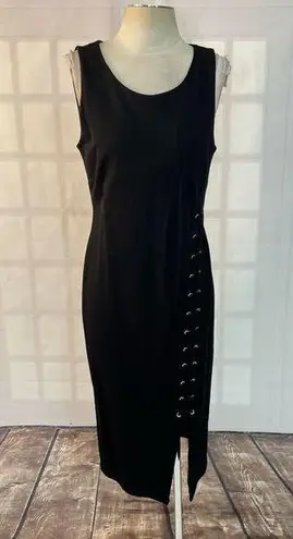 T Tahari Black Lace Up Skirt Sleeveless Sheath Cocktail Party Dress Size 10
