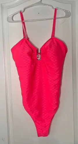 Womens Swimsuit XL Pink Seashell Print One Piece Adjustable Straps Bathing Suit Pink - Image 1