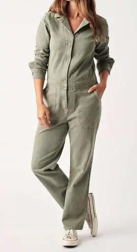 Faherty Overland Long Sleeve Organic Cotton Blend Twill Jumpsuit L