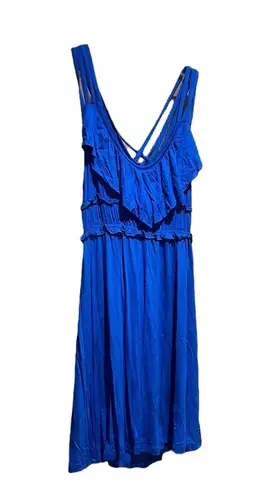 American Dream Blue Ruffled Smocked Sundress