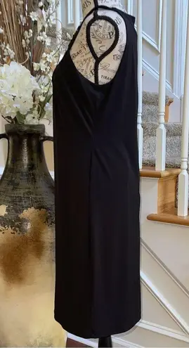 Carmen Marc Valvo  Black Jersey Chain Cocktail Dress Size Medium