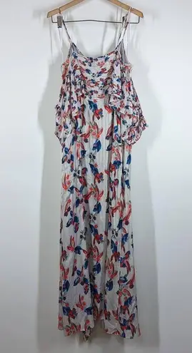 Tanya Taylor  Lorena Floral Print Ruffled Maxi Dress Size Small Silk FLAWS