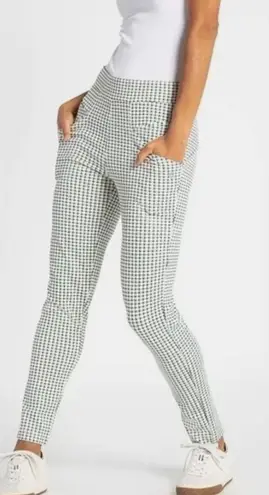 Betabrand NEW Journey Cream Teal Green Black Plaid Skinny Ankle Pant Medium