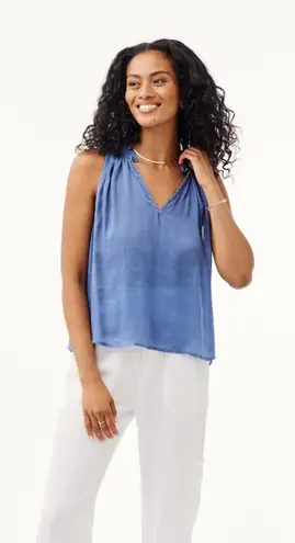 Bella Dahl Simeon Ruffle Neck Sleeveless Tank · Mykonos Blue · NWT · Large