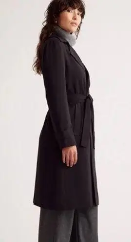 Quince Stretch Crepe Trench Coat Black XS NWT