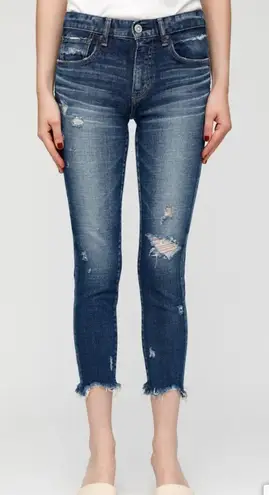 Moussy Vintage Glendele Skinny Leg Distressed Raw Hem Jeans Sz 27 Blue
