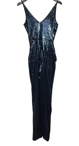 Dress the Population Sam Sequin Jumpsuit In Navy Night Sky Women’s Size XS