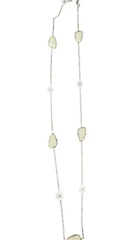 Kendra Scott  Kinley Necklace Silver White Mother of Pearl Logo Long 37.5”