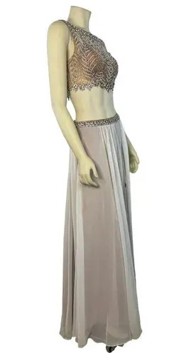Terani Couture PROM 1611P1018 White & Nude size 6