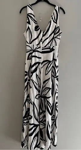 Paper Heart Anthropologie White Black Maxi Dress Abstract Floral Size Medium