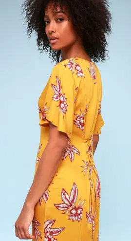 Somedays Lovin women’s Searing Soul yellow floral midi dress XS extra small