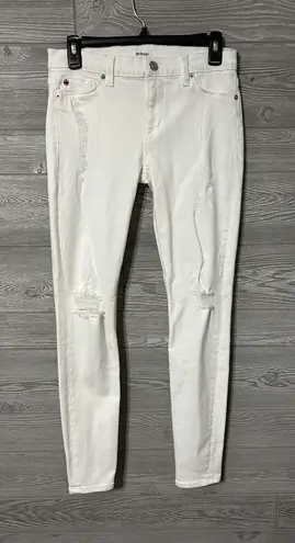 Hudson Midrise Nico Distressed White Super Skinny Jeans Size 26