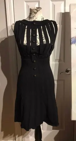 The Kooples Shredded Cutouts Breatheable Fit Flare Cocktail Dress Designer Luxury Party Night Out Rave