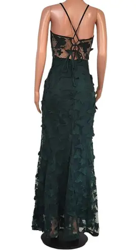 Giffniseti Butterfly Appliques Lace Up Guipure Lace Maxi Cami Formal Dress Sz S