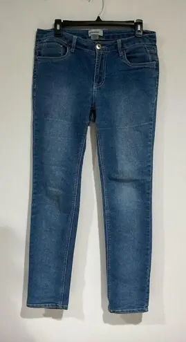 Woman’s Glitter Scape 6 Blue Jeans Straight Leg Stretch Rhine Stones