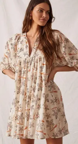 Anthropologie Caballero Breezy Tunic Dress Babydoll Size Medium Tan