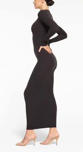 SKIMS Fits Everybody crew Neck long sleeve Dress, BLACK, SMALL, $88