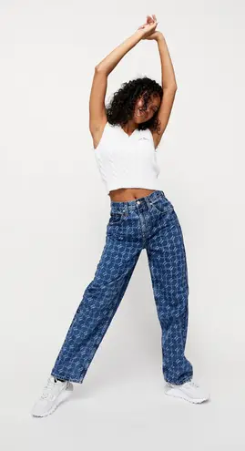 Iets Frans Women's Jeans Size 25W Blue Patterned High Rise Straight Leg Denim Blue - Image 1