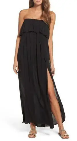 Elan NWT Strapless Maxi Ruffle Flowy Dress in Black Size L