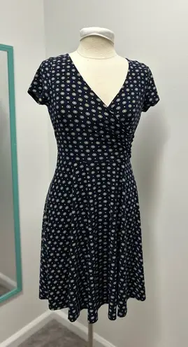 Kaileigh Azaria Navy Faux Wrap Geometric Print Dress