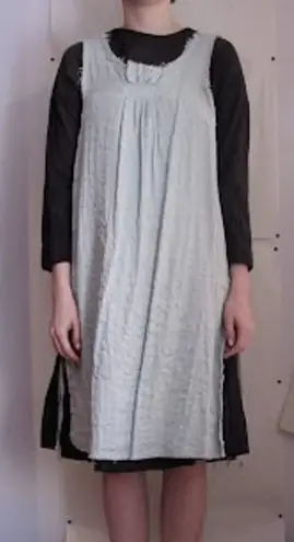 GASA Made in Japan Black Cotton Linen Tank Overlay Dress Apron Sz. O/S