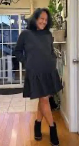 Serra Black oversized sweat shirt dress w pockets ladies XL