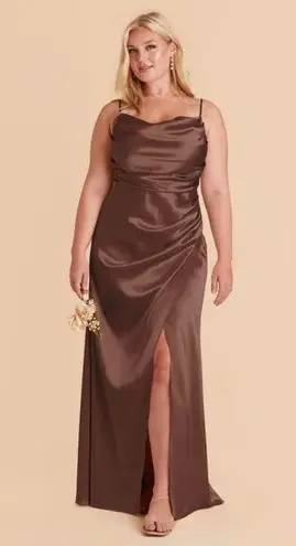 Birdy Grey Lydia Shiny Satin Chocolate Brown Maxi Dress NEW Size XXL Bridesmaid