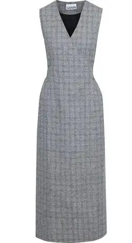 Ganni Prince of Wales Checked Twill Wrap Dress Size 34